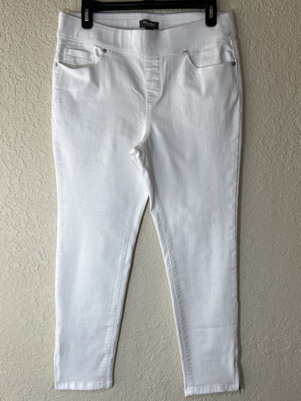 Martha Steward White Pull-On Stretchy Jeans 12P (#2125)